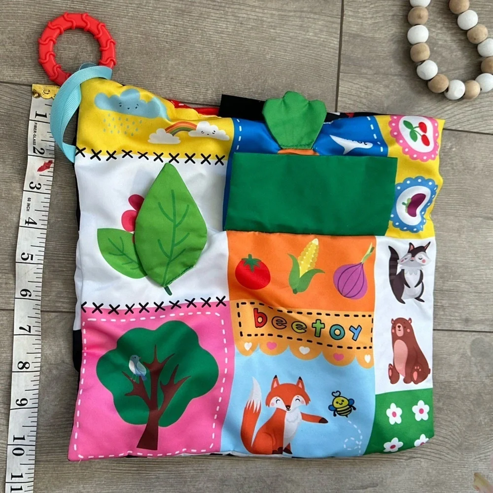 Baby Tummy Time / Car Ride / Sensory Crinkly Double Sided High Contrast Toy